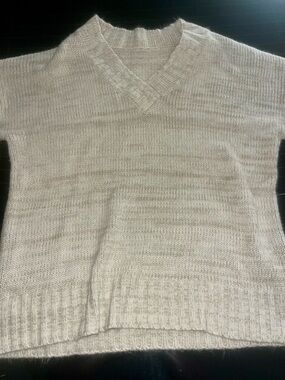 Women's V-Neck Sweater in Light Cream